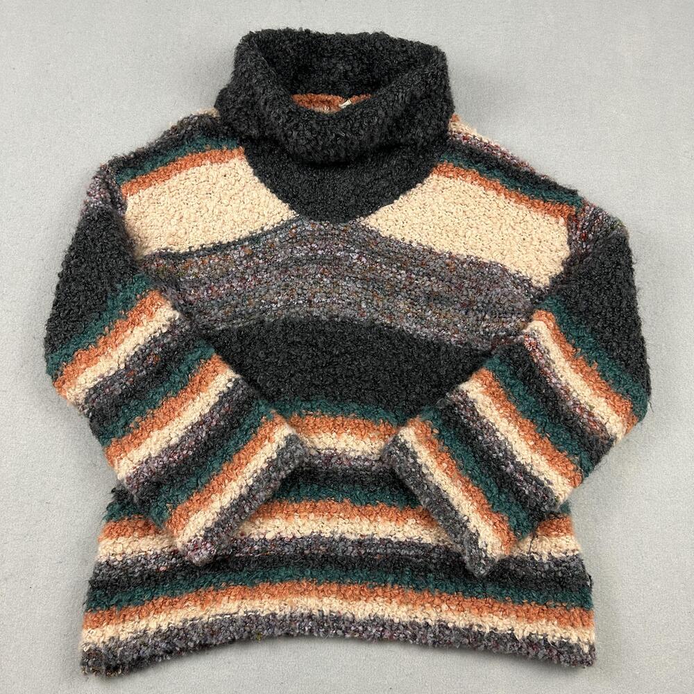 Moth Sweater Women Size Unknown Multicolor Striped Boucle Mohair Cowl Neck Knit